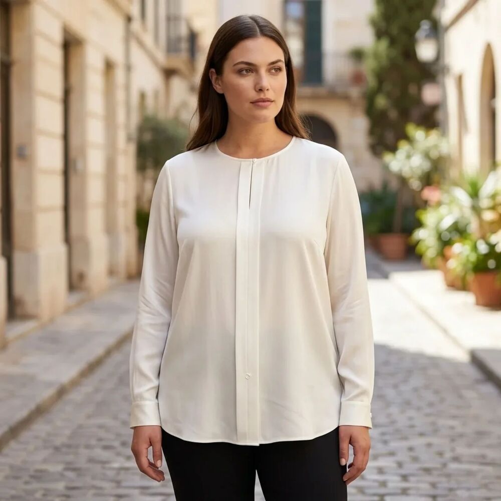 lafayette 148 new york ivory 100% silk blouse Sz 16